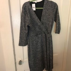 Mia & Tess large gray faux wrap dress